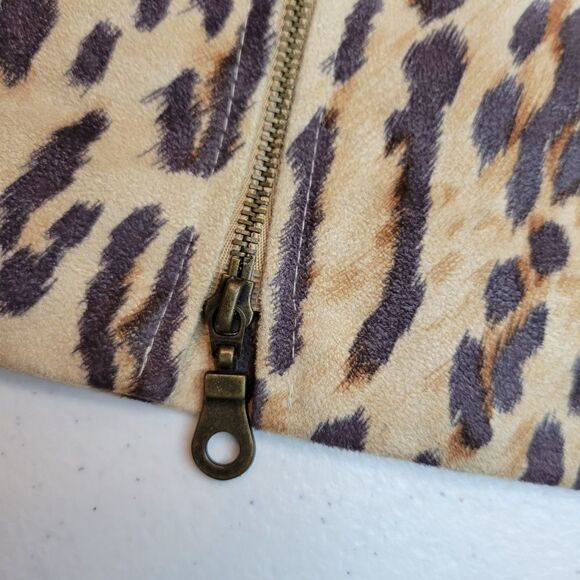 Sharon Endick Kate Vintage Faux Suede Double Zipper Leopard Print Midi Skirt - Picture 7 of 11